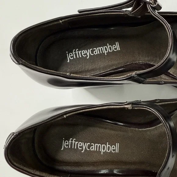 Jeffrey Campbell Mary Jane Heels Leather Mahogany Size 6 Pumps Buckle Strap - Picture 10 of 12